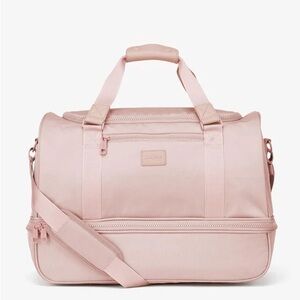 calpak stevyn duffel bag with shoe compartment in pink sand